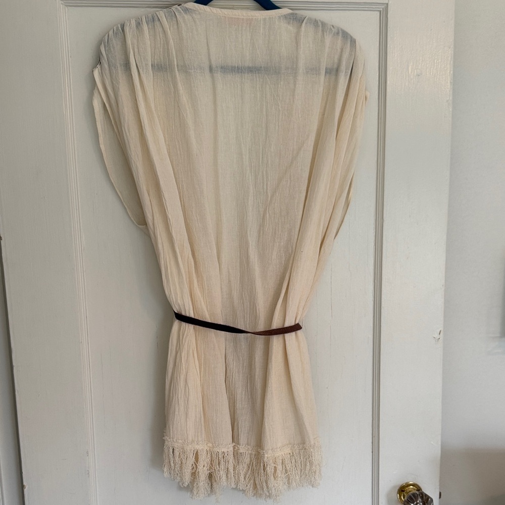 Cream Women's Swim Coverup with Brown Accents - Picture 6 of 7